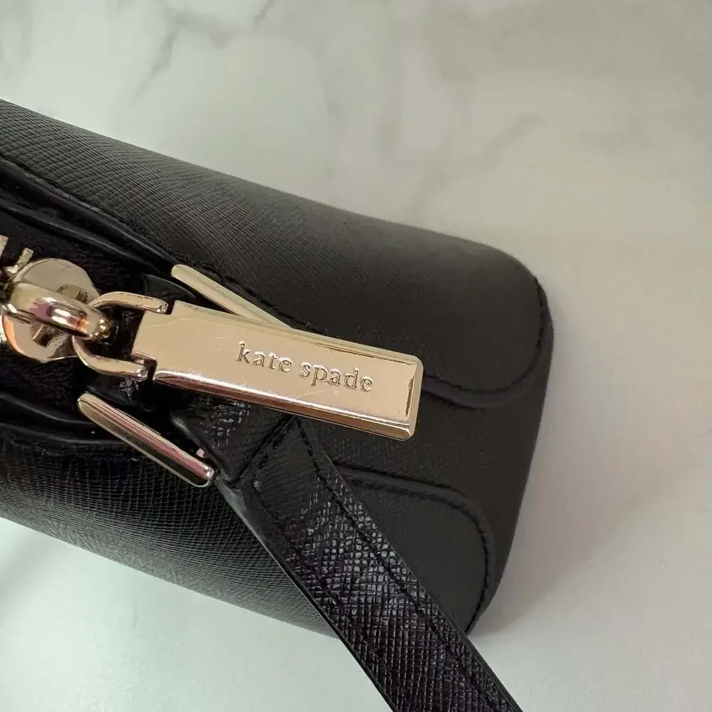 Kate Spade New York Payton Dome Crossbody Bag in Black Saffiano Leather